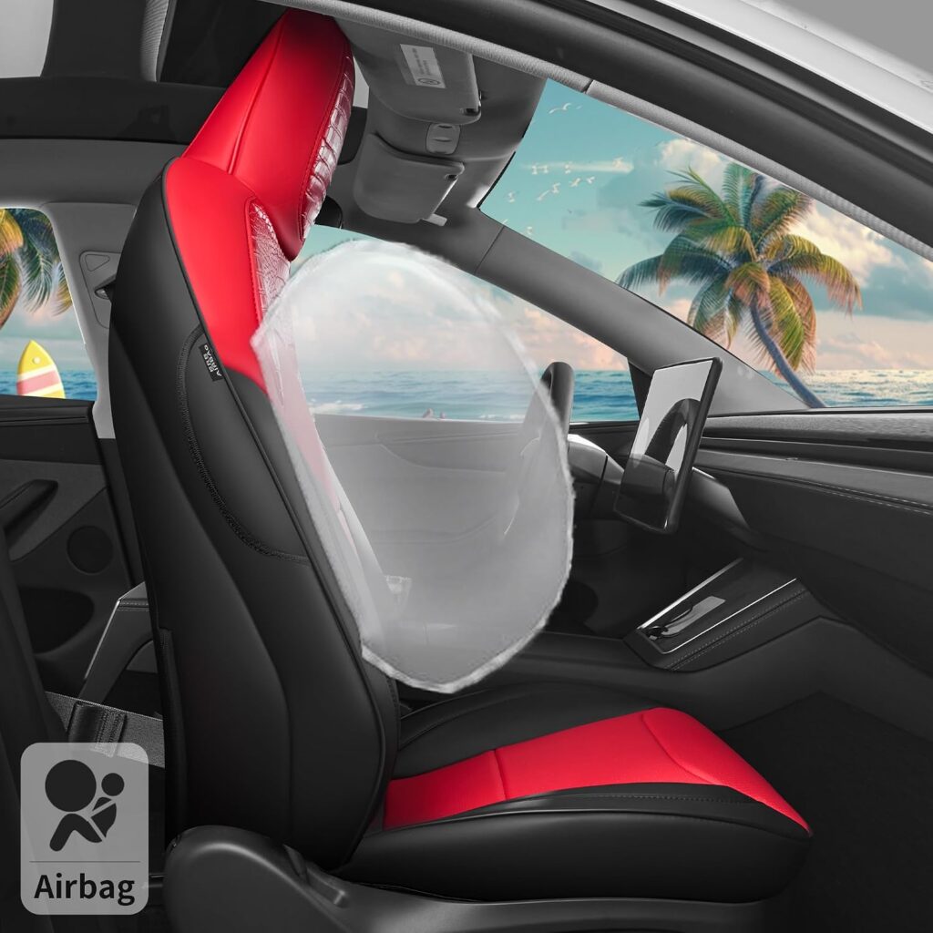 Seat Cover for Tesla Model Y Juniper 2025-2026,Airbag Compatible,Custom Fit Leather Seat Cover Full Set,Waterproof Seat Protectors (Crocodile Red+Black 25-26) Seat Cover for Tesla Model Y Juniper 2025-2026,Airbag Compatible,Custom Fit Leather Seat Cover Full Set,Waterproof Seat Protectors (Crocodile Red+Black 25-26)
