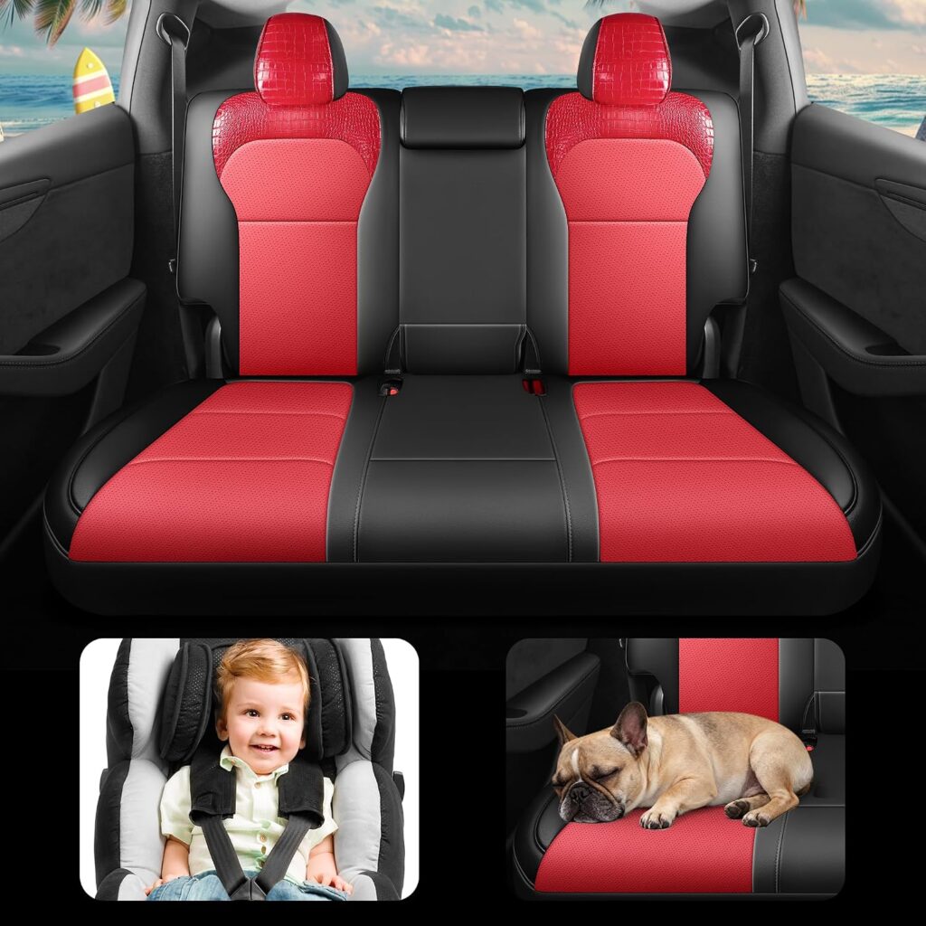 Seat Cover for Tesla Model Y Juniper 2025-2026,Airbag Compatible,Custom Fit Leather Seat Cover Full Set,Waterproof Seat Protectors (Crocodile Red+Black 25-26) Seat Cover for Tesla Model Y Juniper 2025-2026,Airbag Compatible,Custom Fit Leather Seat Cover Full Set,Waterproof Seat Protectors (Crocodile Red+Black 25-26)